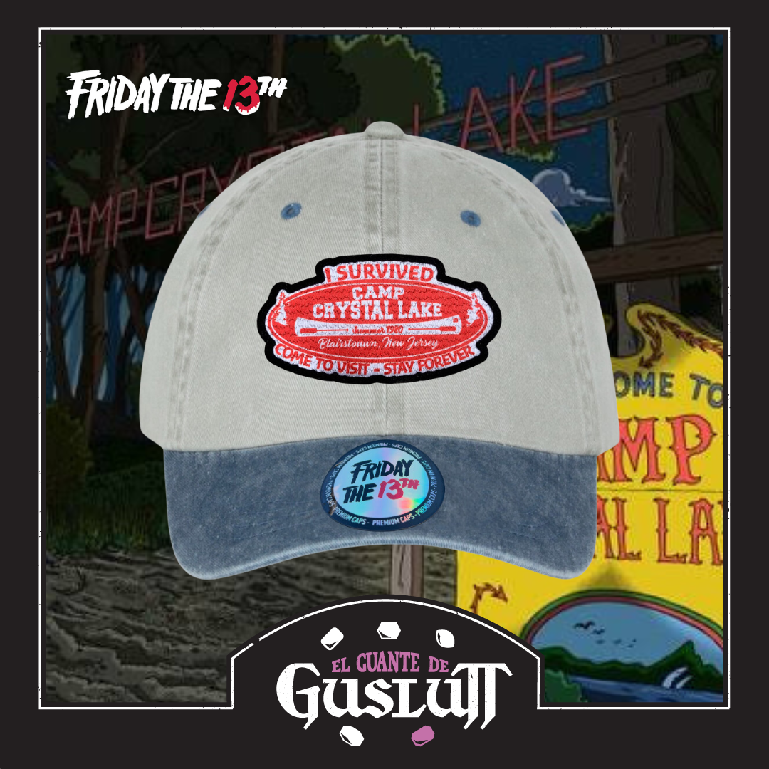 Gorra Friday the 13th Camp Crystal Lake Beige/Azul Tipo Deslavada