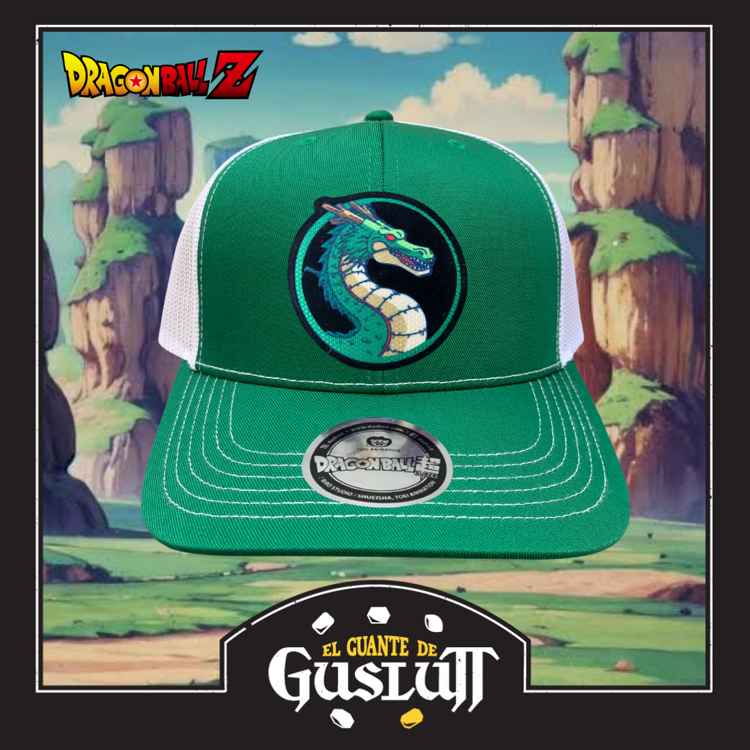 Gorra Dragon Ball Z Shenron Verde/Blanca Tipo Trucker Premium