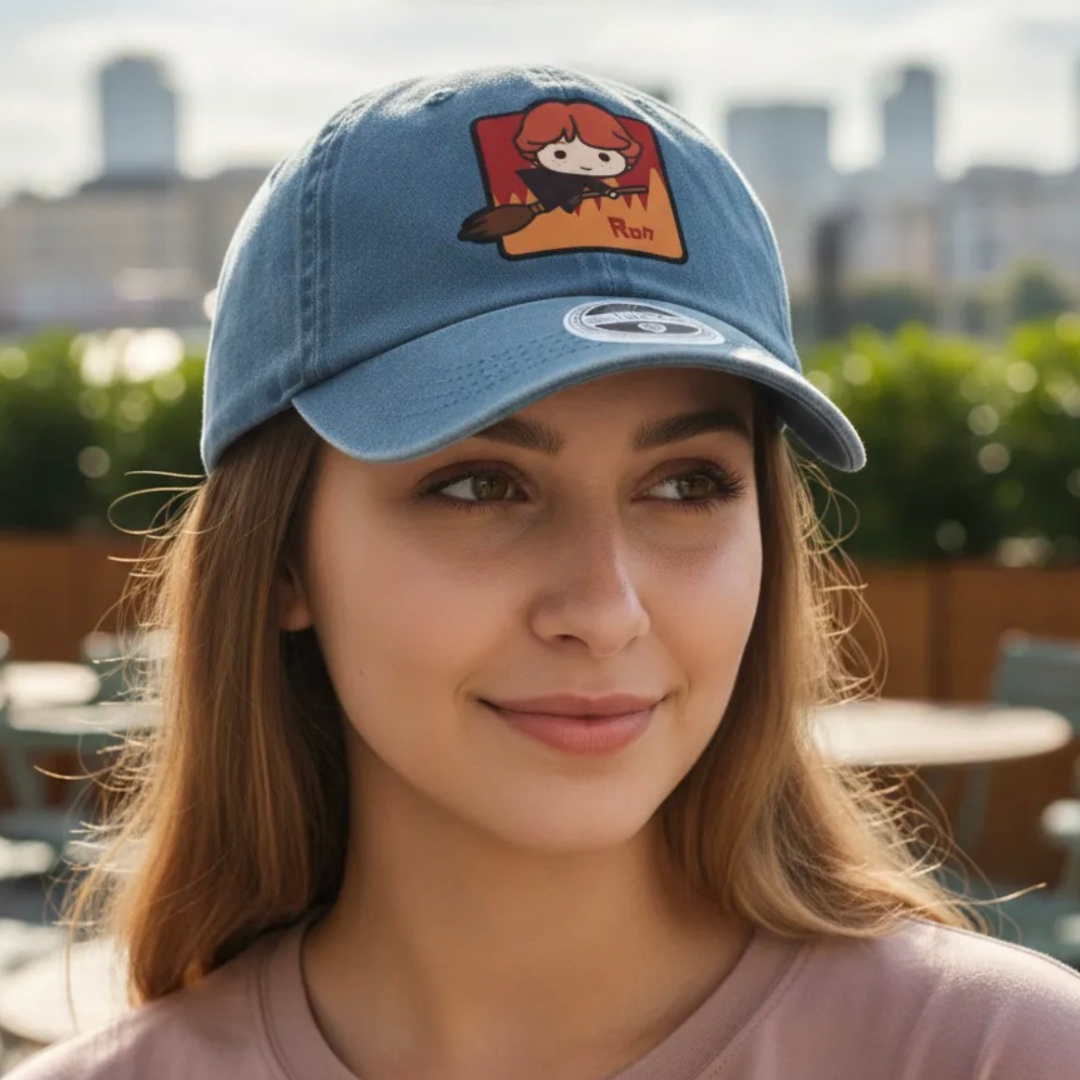 Gorra Harry Potter Chibi Ron Azul Tipo Deslavada