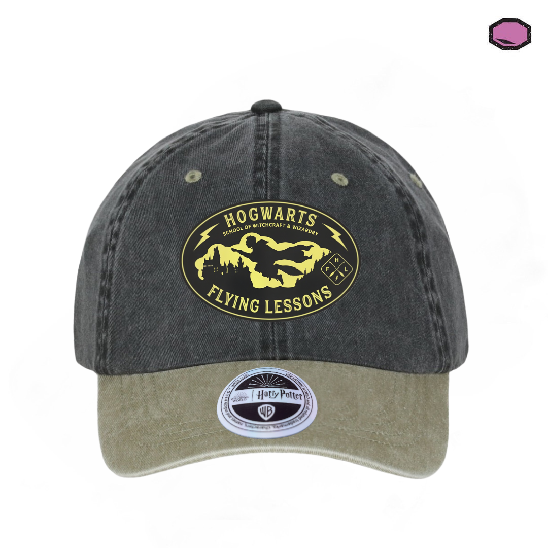 Gorra Harry Potter Hogwarts Flying Lessons Gris/Beige Tipo Deslavada