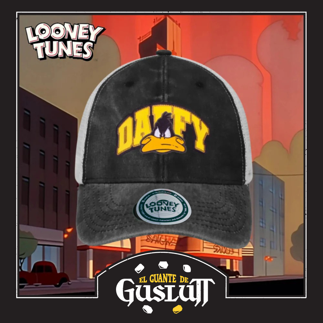 Gorra Looney Tunes Daffy Duck Gris/Blanca Tipo Trucker Deslavada