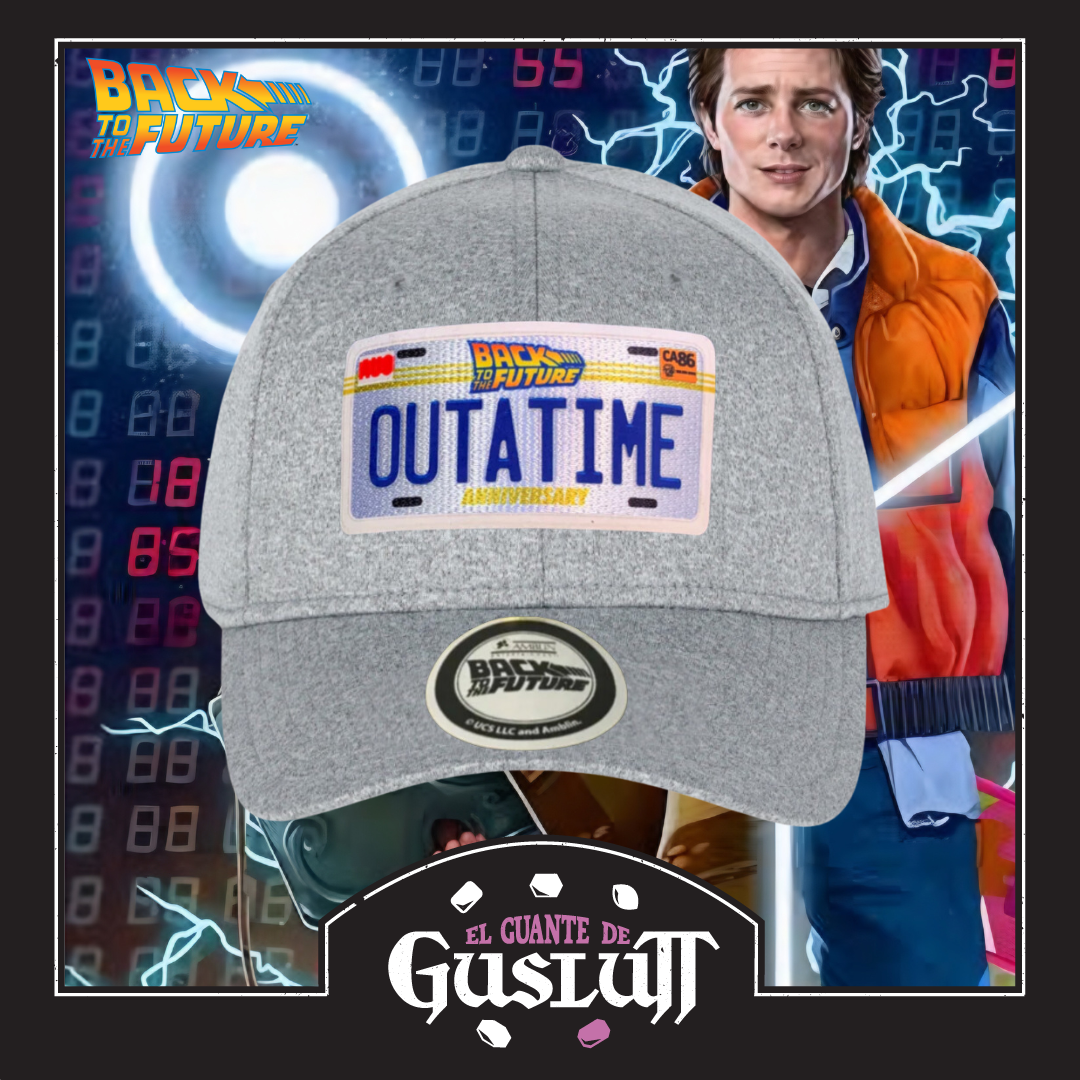 Gorra Back to the Future Placa Outatime 35 Aniversario Gris Jaspe