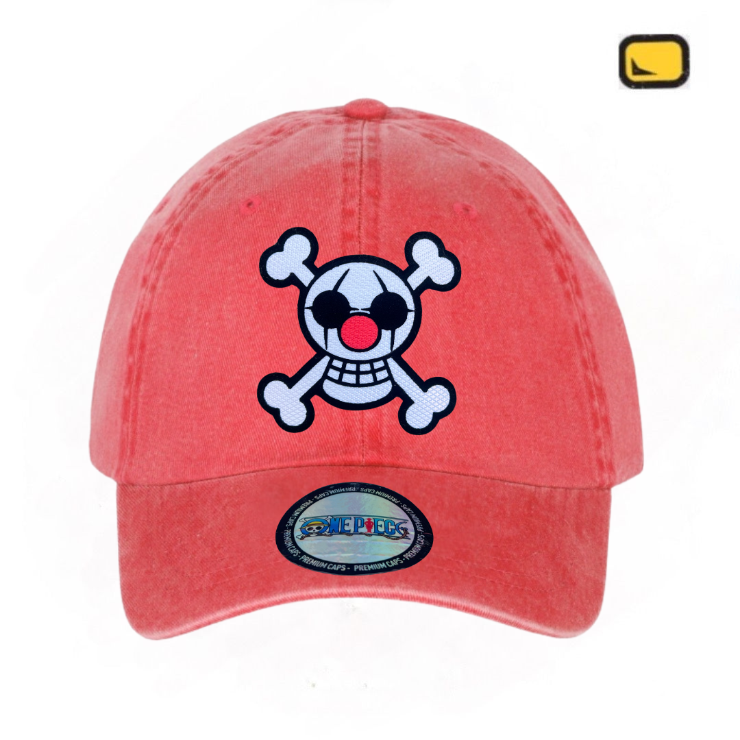 Gorra One Piece Bandera Buggy El Payaso Estrella Roja Tipo Deslavada