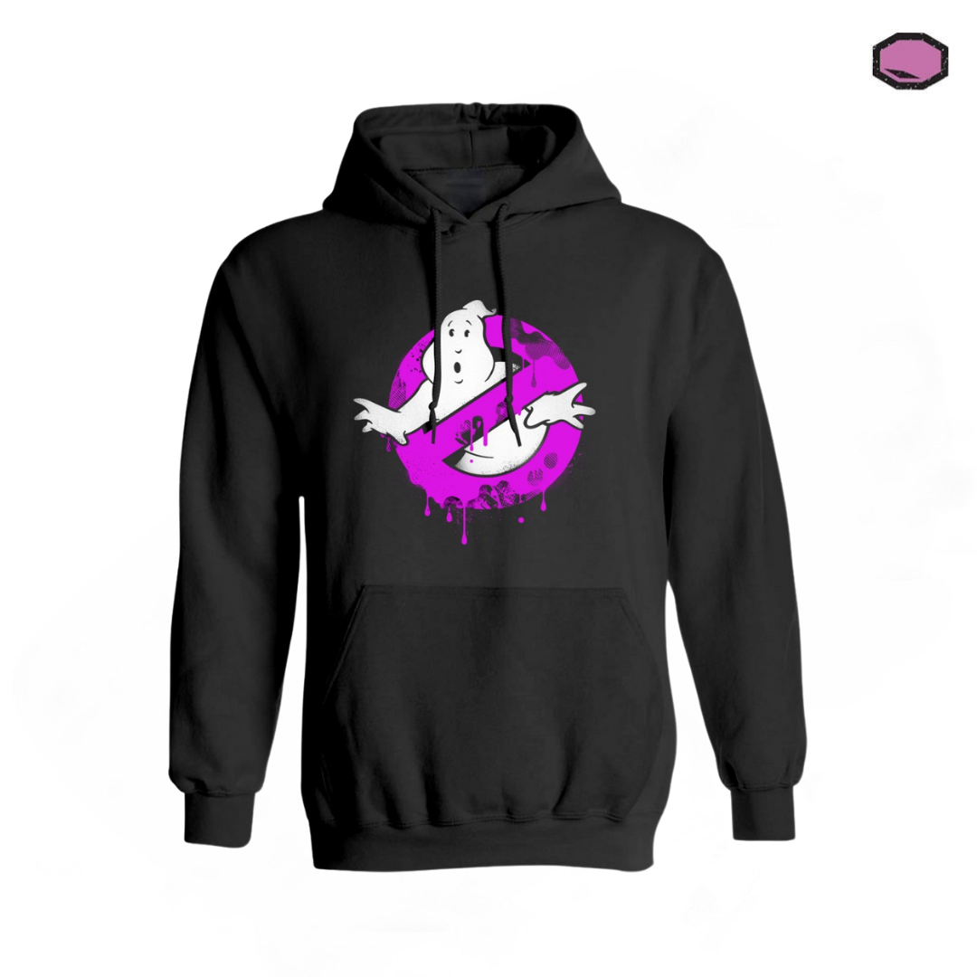 Hoodie Los Cazafantasmas Logo Fucsia Negra