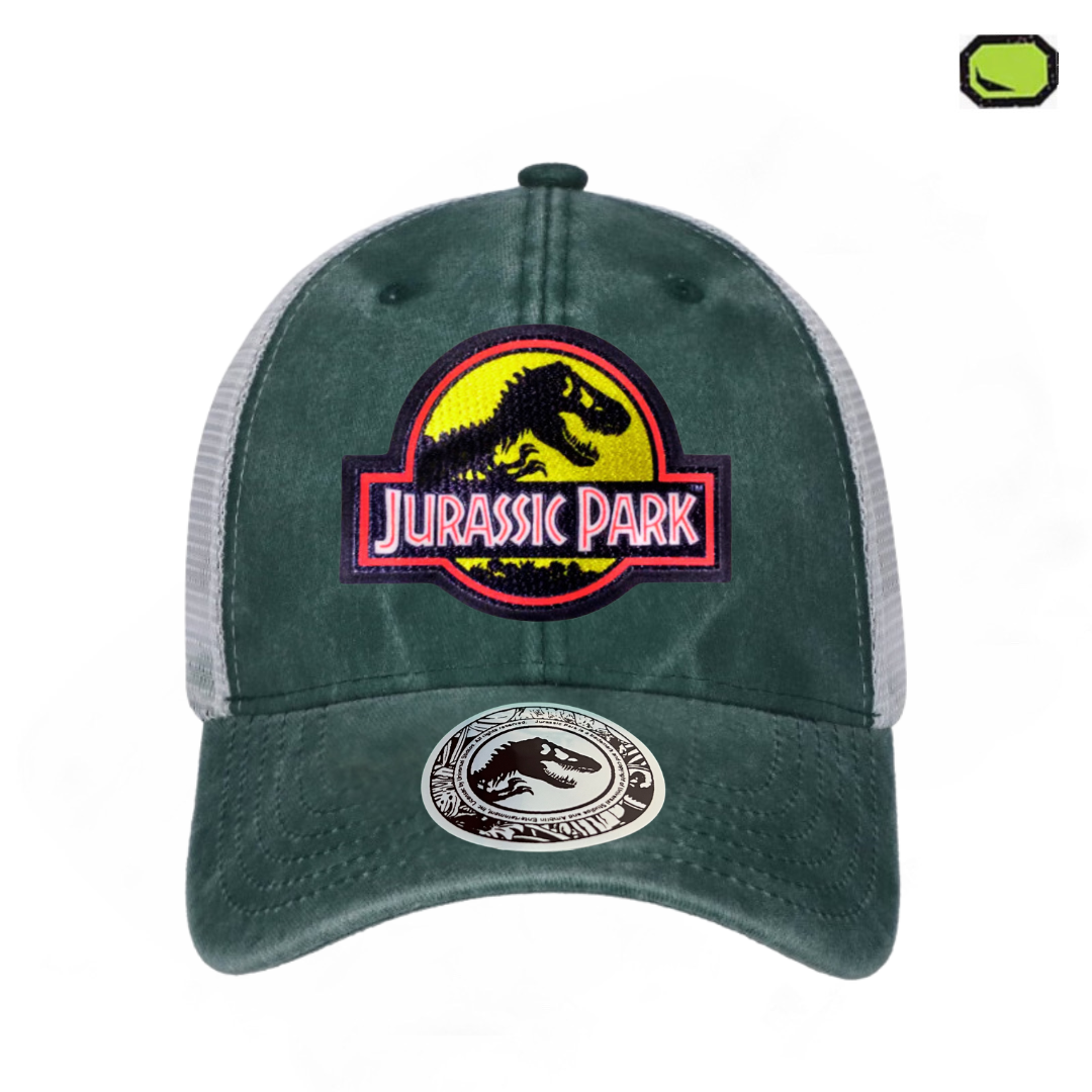Gorra Jurassic Park “Yellow Classic Logo” Verde-Blanca Trucker