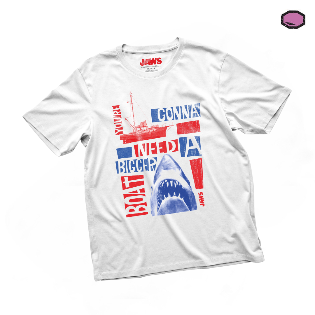 Playera Jaws Bigger Boat Blanca