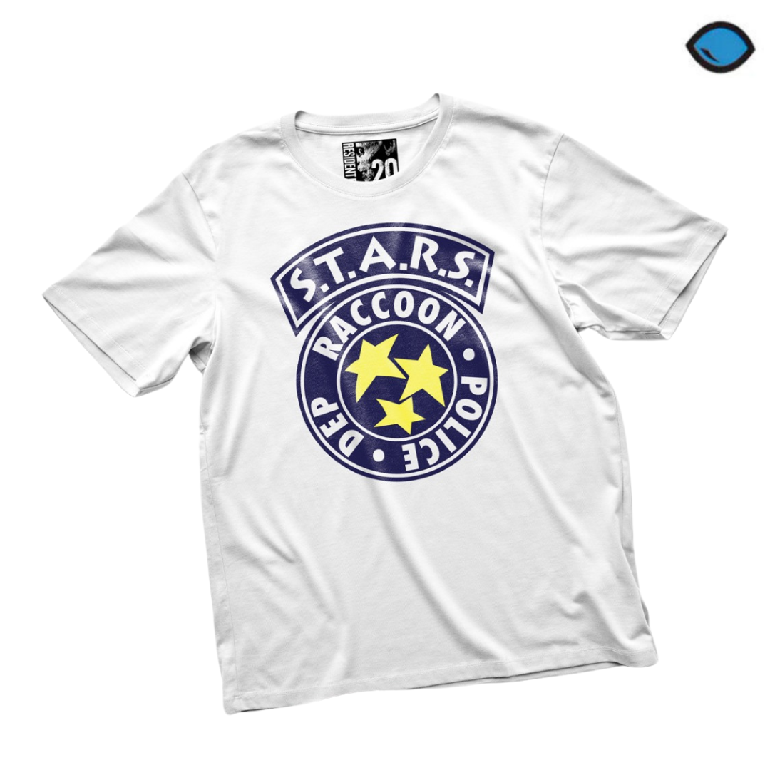 Playera Resident Evil S.T.A.R.S. Logo Blanca