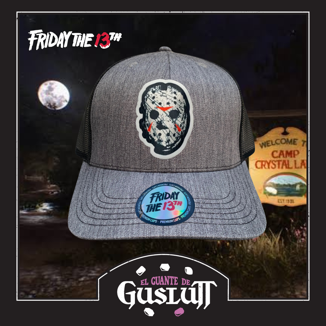 Gorra Friday the 13th Jason Voorhees Gris/Negra Tipo Trucker Premium