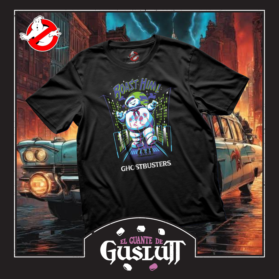 Playera Los Cazafantasmas vs Stay Puft Negra