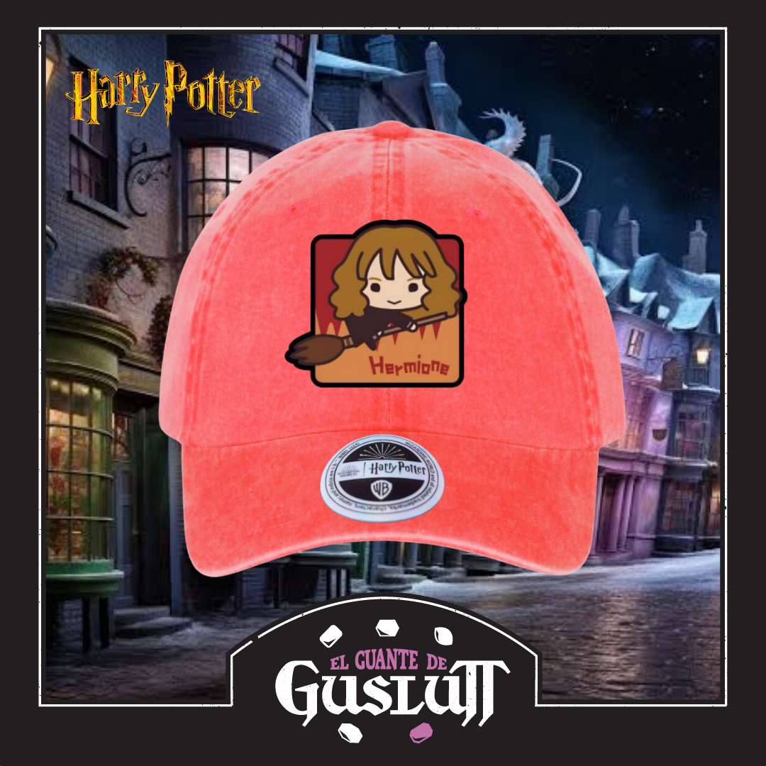 Gorra Harry Potter Chibi Hermione Coral Tipo Deslavada