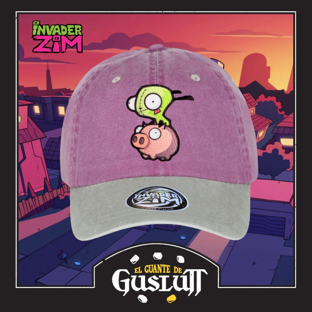 Gorra Nickelodeon Invasor Zim G.I.R. and Piggy Uva/Beige Tipo Deslavada