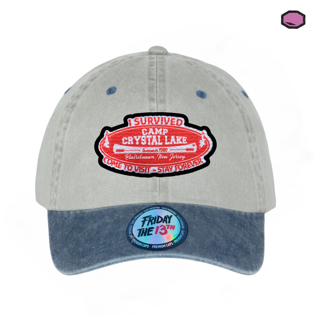 Gorra Friday the 13th Camp Crystal Lake Beige/Azul Tipo Deslavada