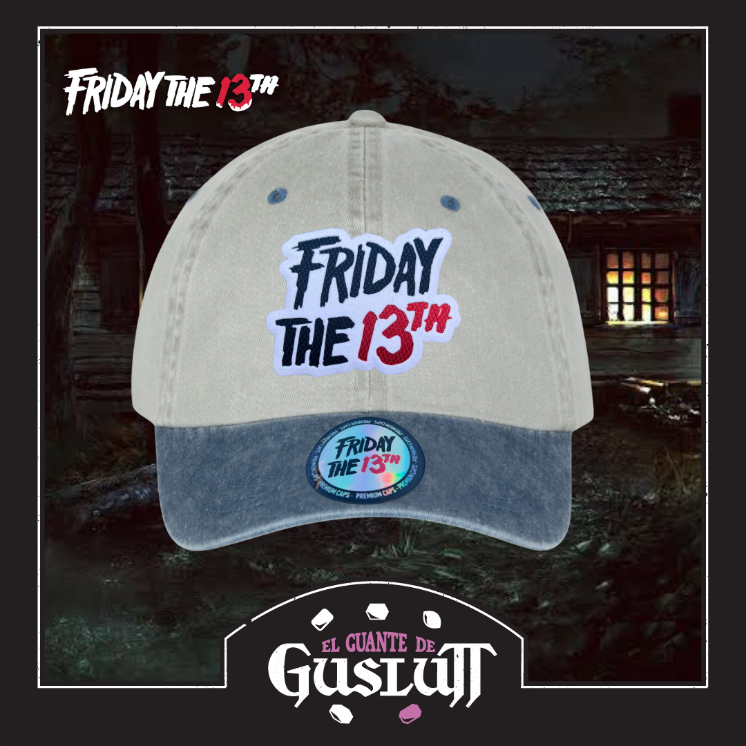 Gorra Friday the 13th Logo Clásico Beige/Azul Tipo Deslavada