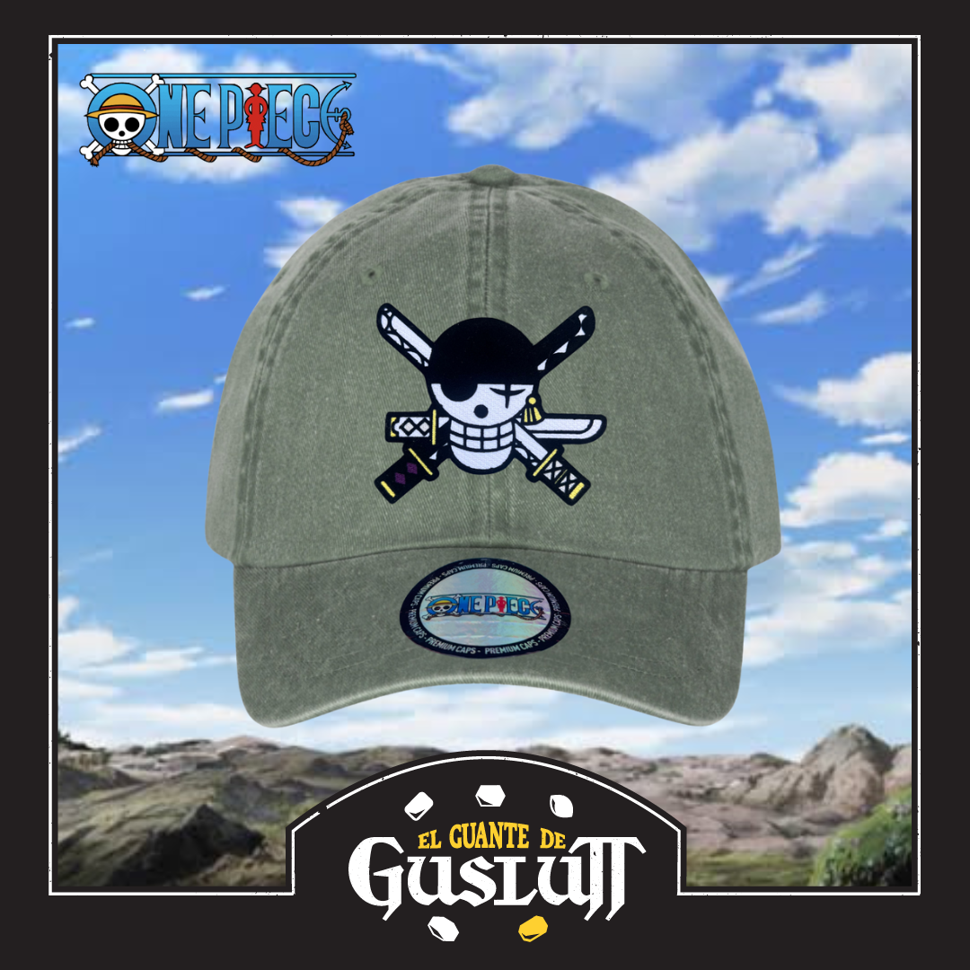 Gorra One Piece Bandera Roronoa Zoro Verde Tipo Deslavada