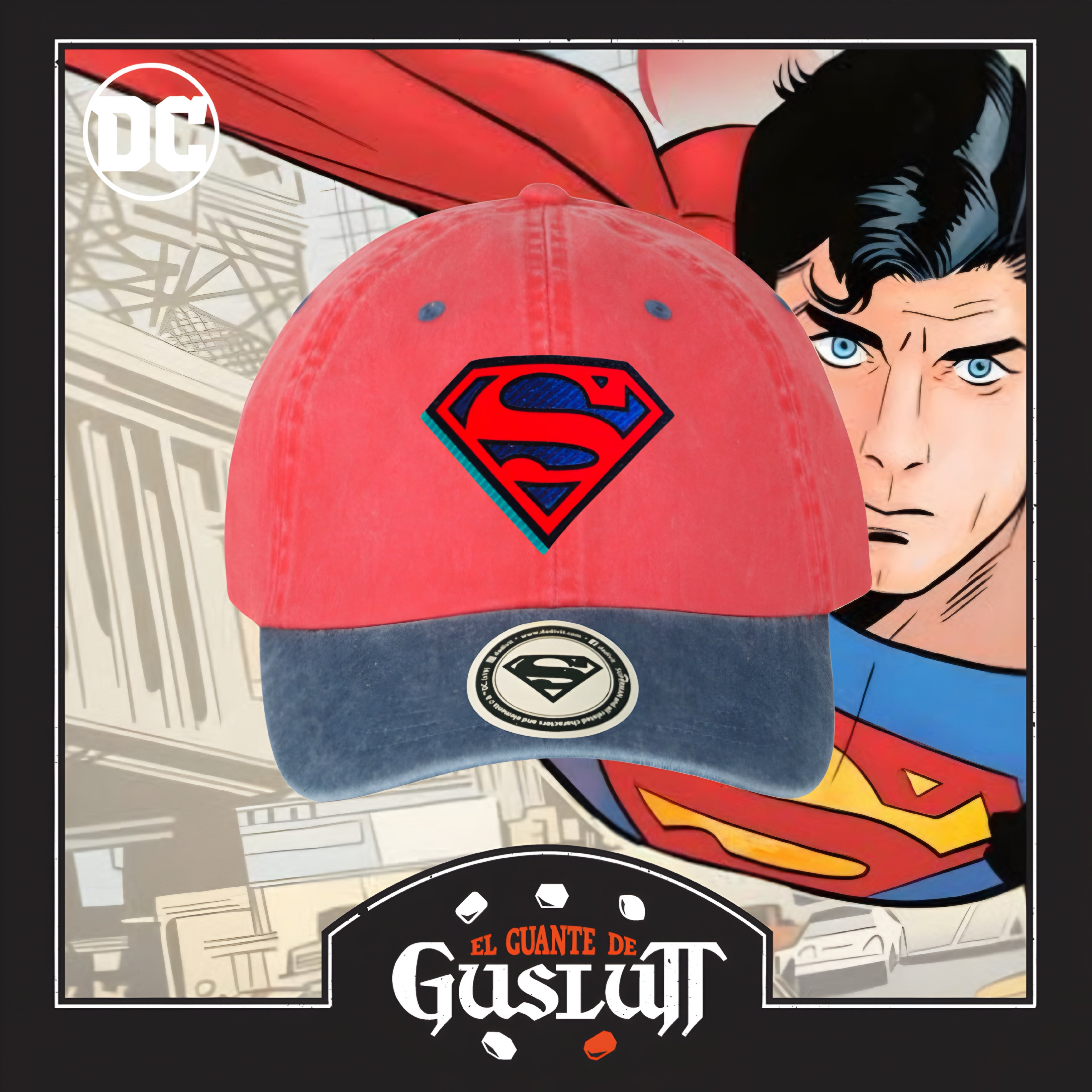 Gorra DC Comics Superman The Man of Steel Coral/Azul Tipo Deslavada