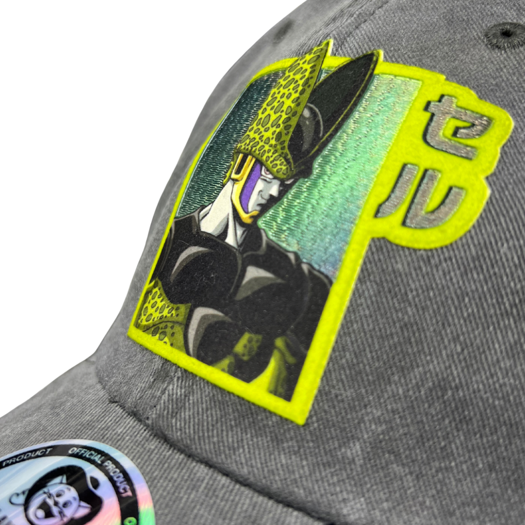 Gorra Dragon Ball Z Cell Perfecto Gris Tipo Deslavada