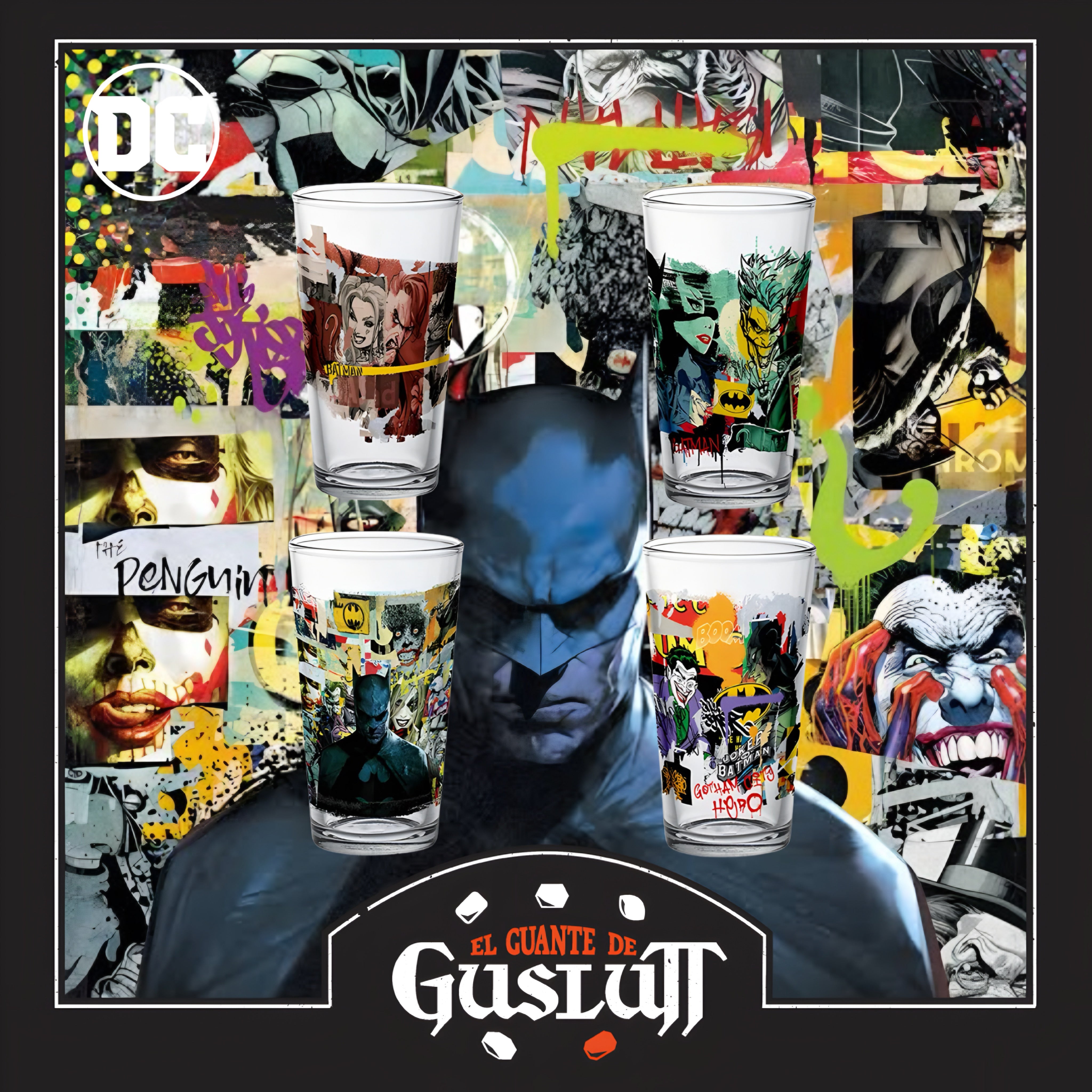 Set de Vasos DC Comics Batman vs The Joker & Harley Quinn Edición Especial