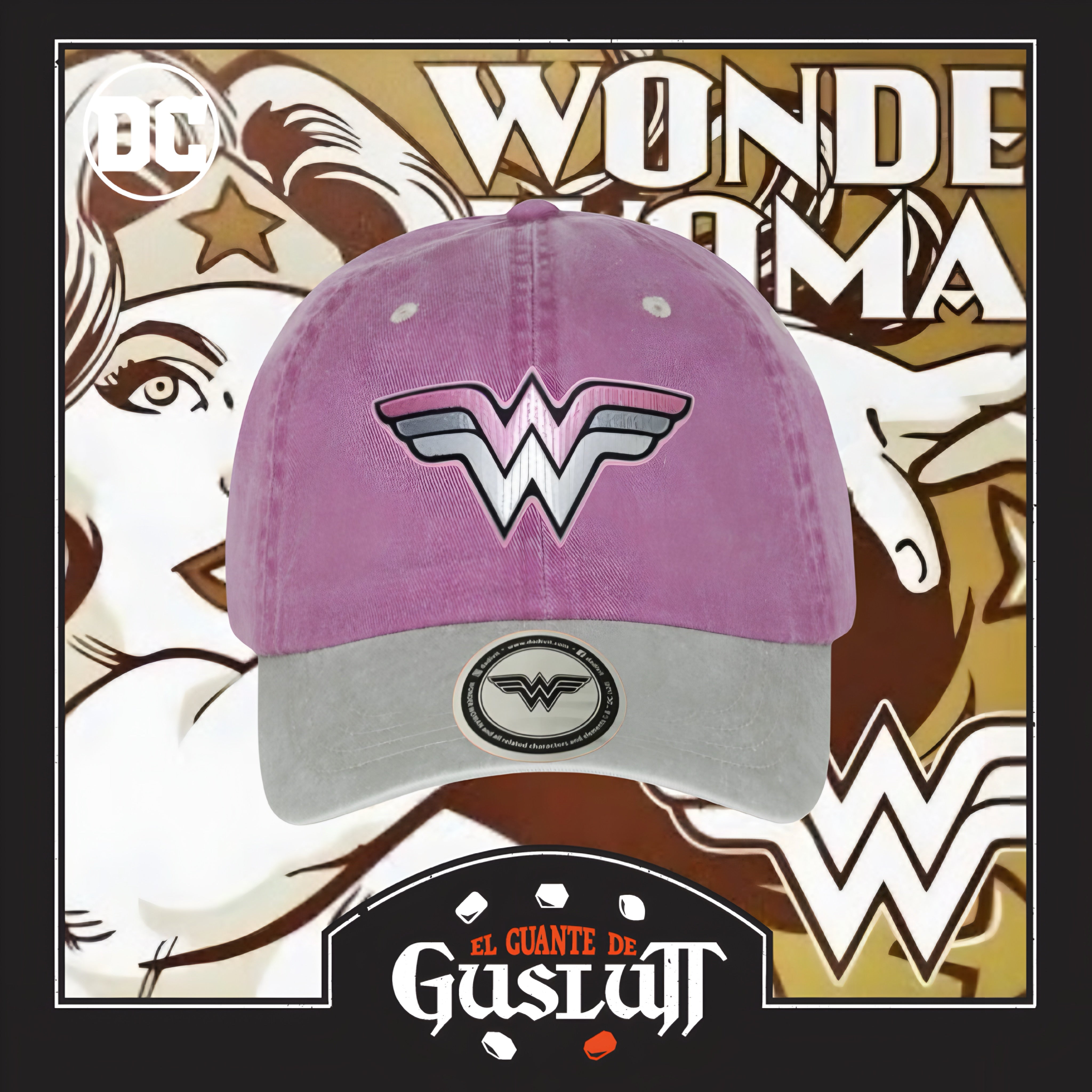 Gorra DC Comics Wonder Woman Logo Silver-Rose Uva/Beige Tipo Deslavada
