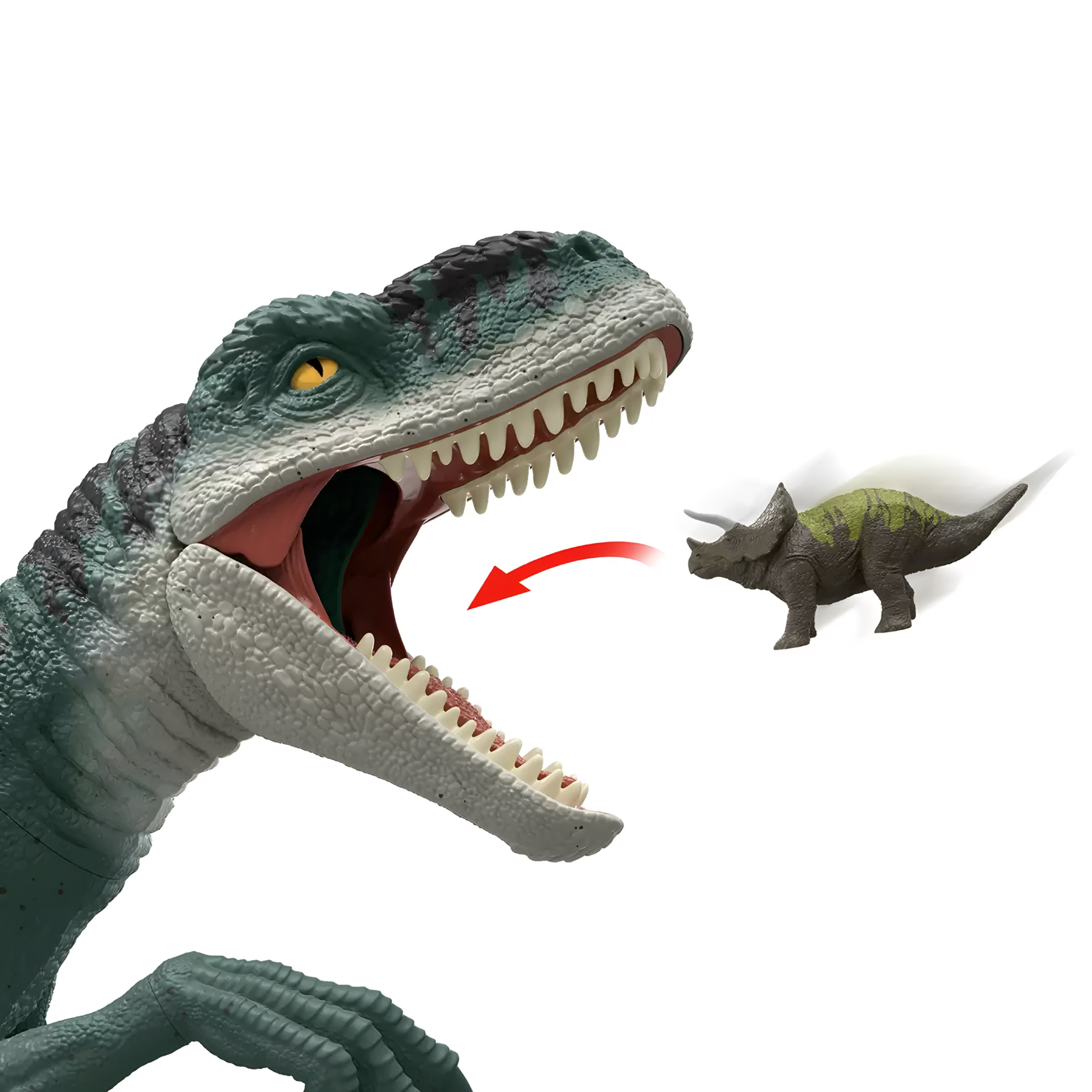 Figura Súper Colosal Jurassic World Atrociraptor con Mini Figuras