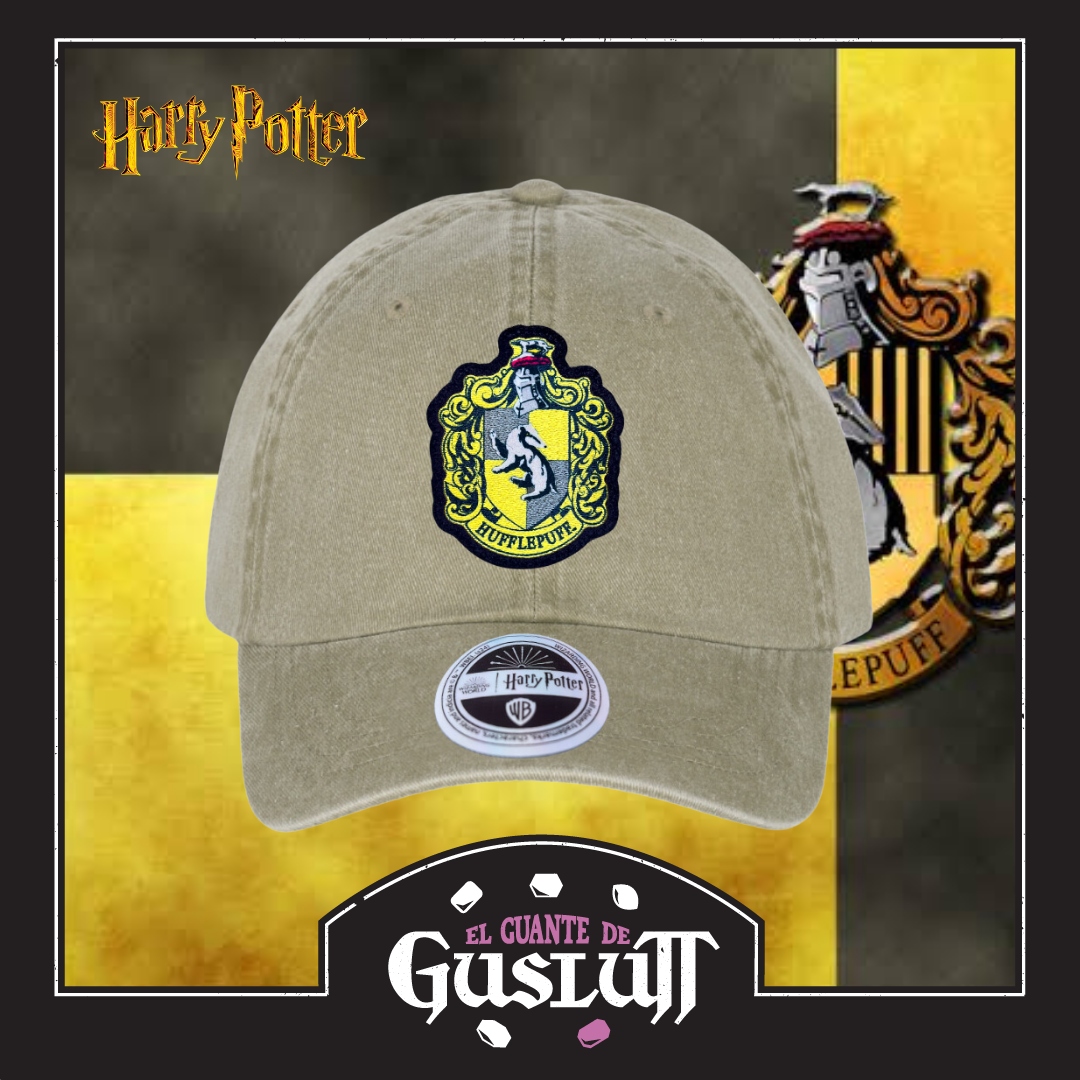 Gorra Harry Potter Emblema Hufflepuff Beige Tipo Deslavada