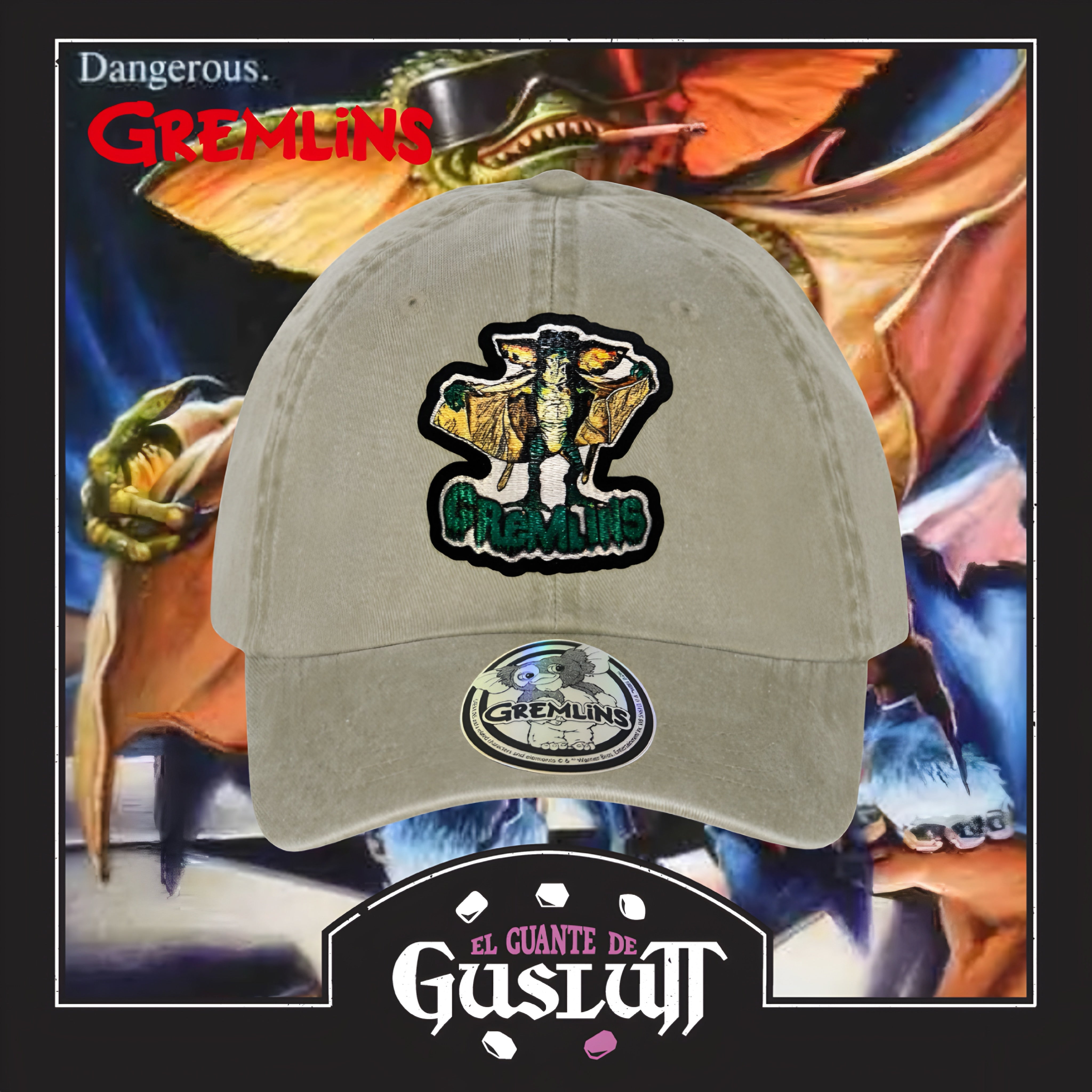 Gorra Gremlins Flasher Gremlin Beige Tipo Deslavada