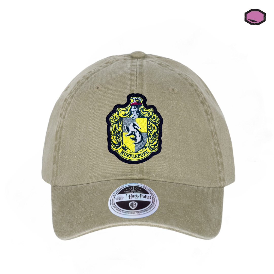 Gorra Harry Potter Emblema Hufflepuff Beige Tipo Deslavada
