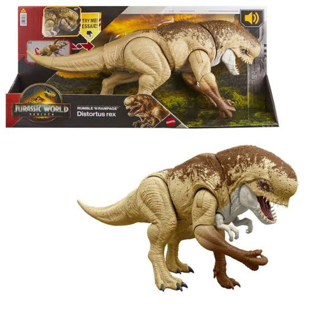Figura Jurassic World Rebirth Distortus Rex con Acción de Batalla y Sonido