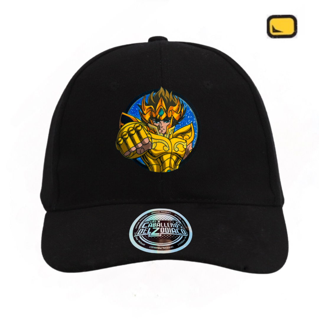 Gorra Los Caballeros del Zodiaco Aioria de Leo Negra