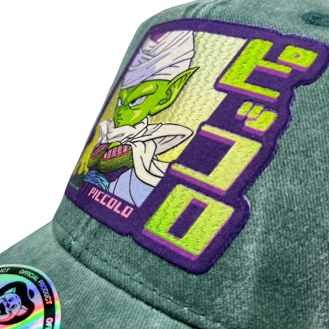 Gorra Dragon Ball Z Chibi Piccolo Verde/Blanca Tipo Trucker Deslavada