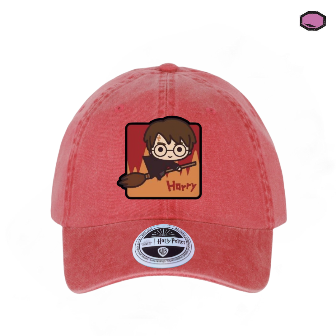 Gorra Harry Potter Chibi Harry Roja Tipo Deslavada
