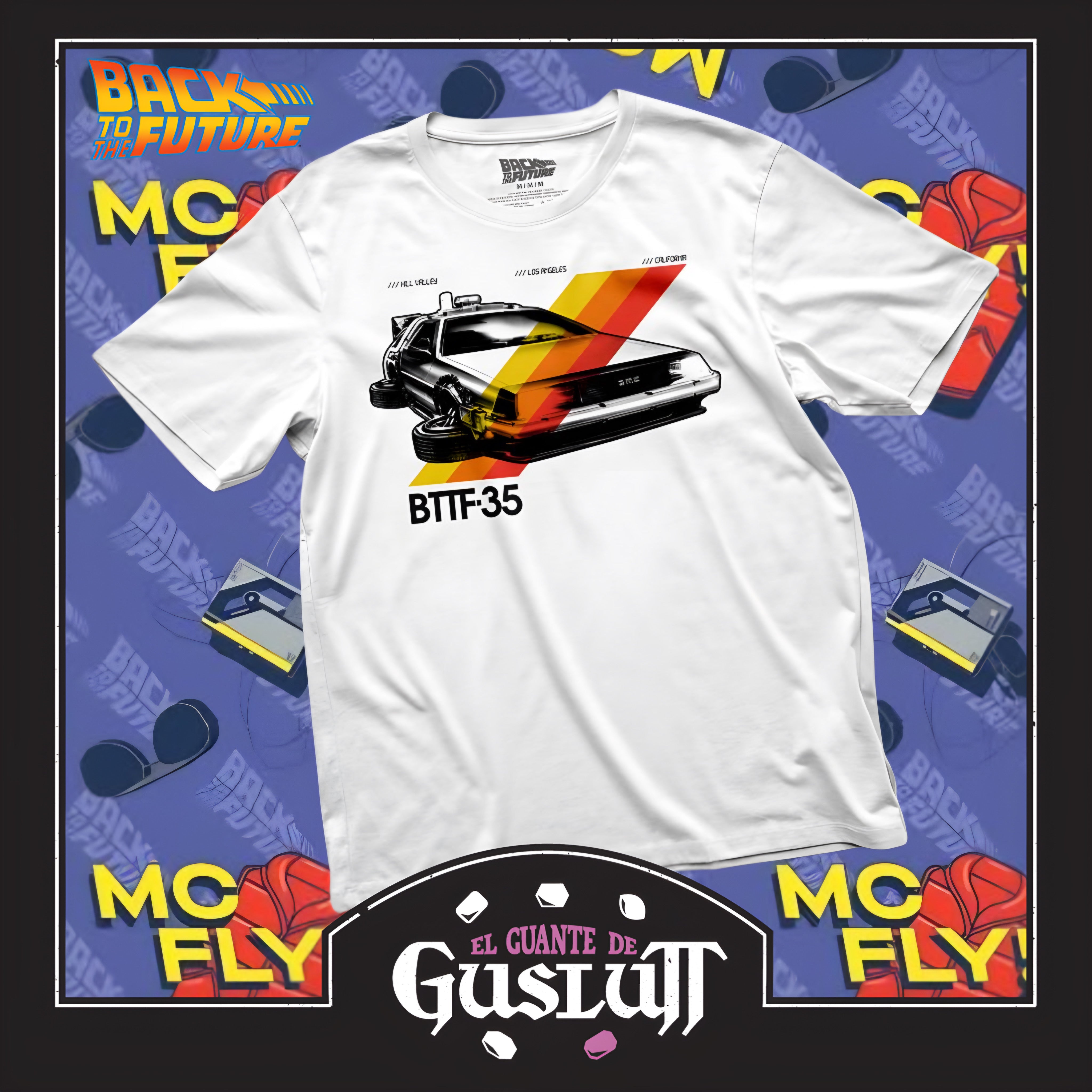 Playera Back to the Future Delorean Edición 35 Aniversario Blanca