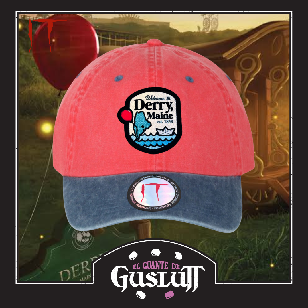 Gorra IT Welcome to Derry Coral/Azul Tipo Deslavada