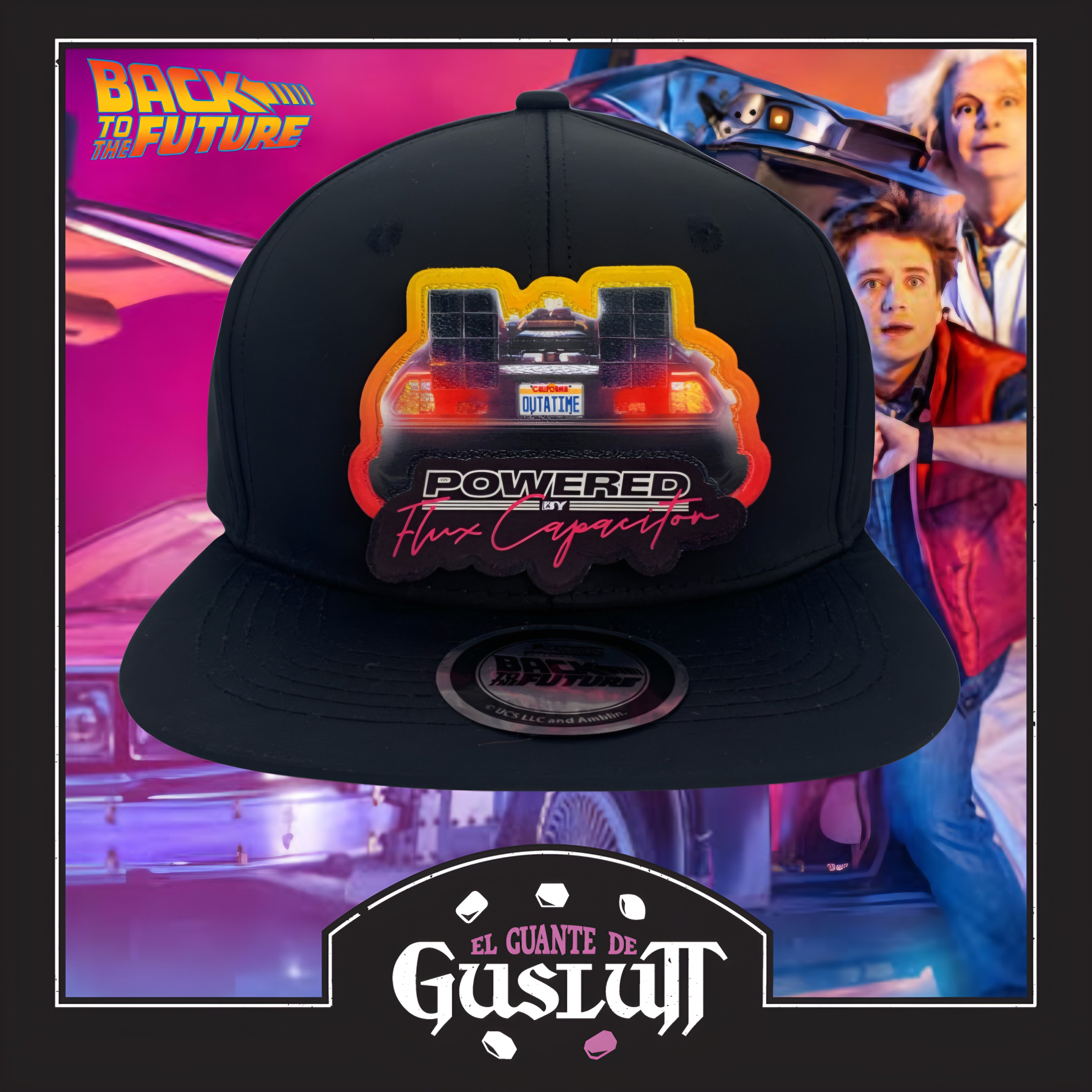 Gorra Back to the Future Delorean y Condensador de Flujo Snapback Negra