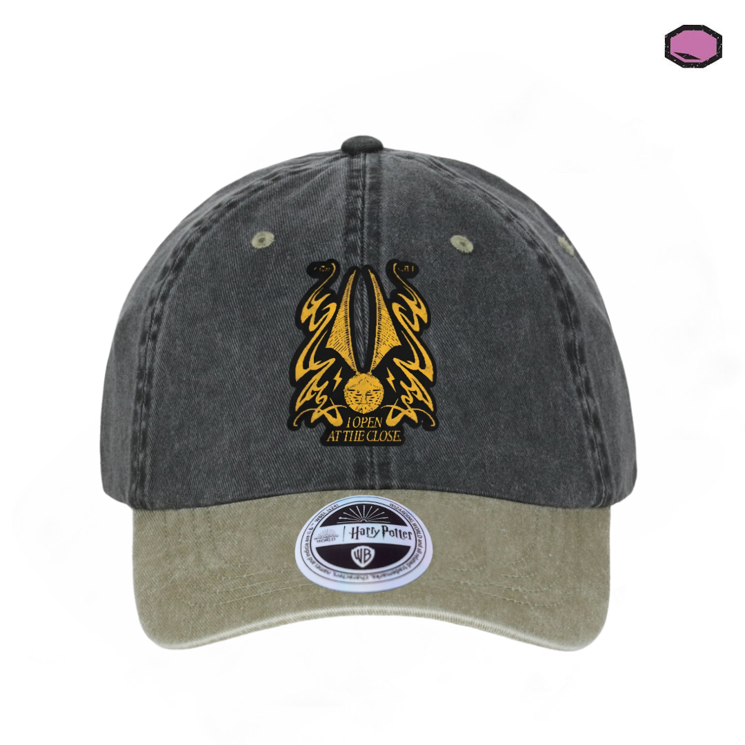 Gorra Harry Potter “I open at the close” Gris/Beige Tipo Deslavada