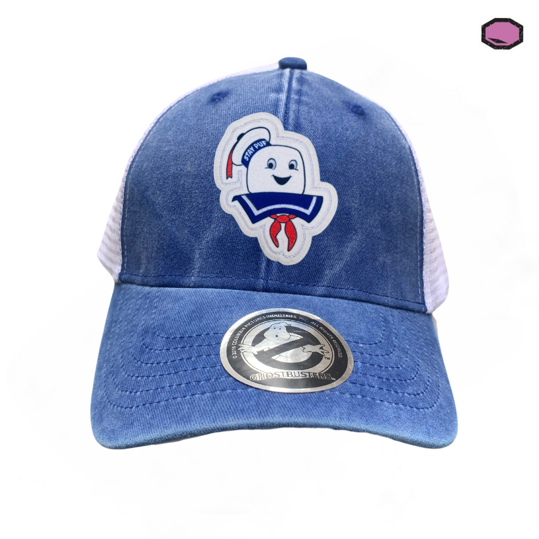 Gorra Los Cazafantasmas Mr. Stay Puft Azul Royal/Blanca Tipo Trucker Deslavada
