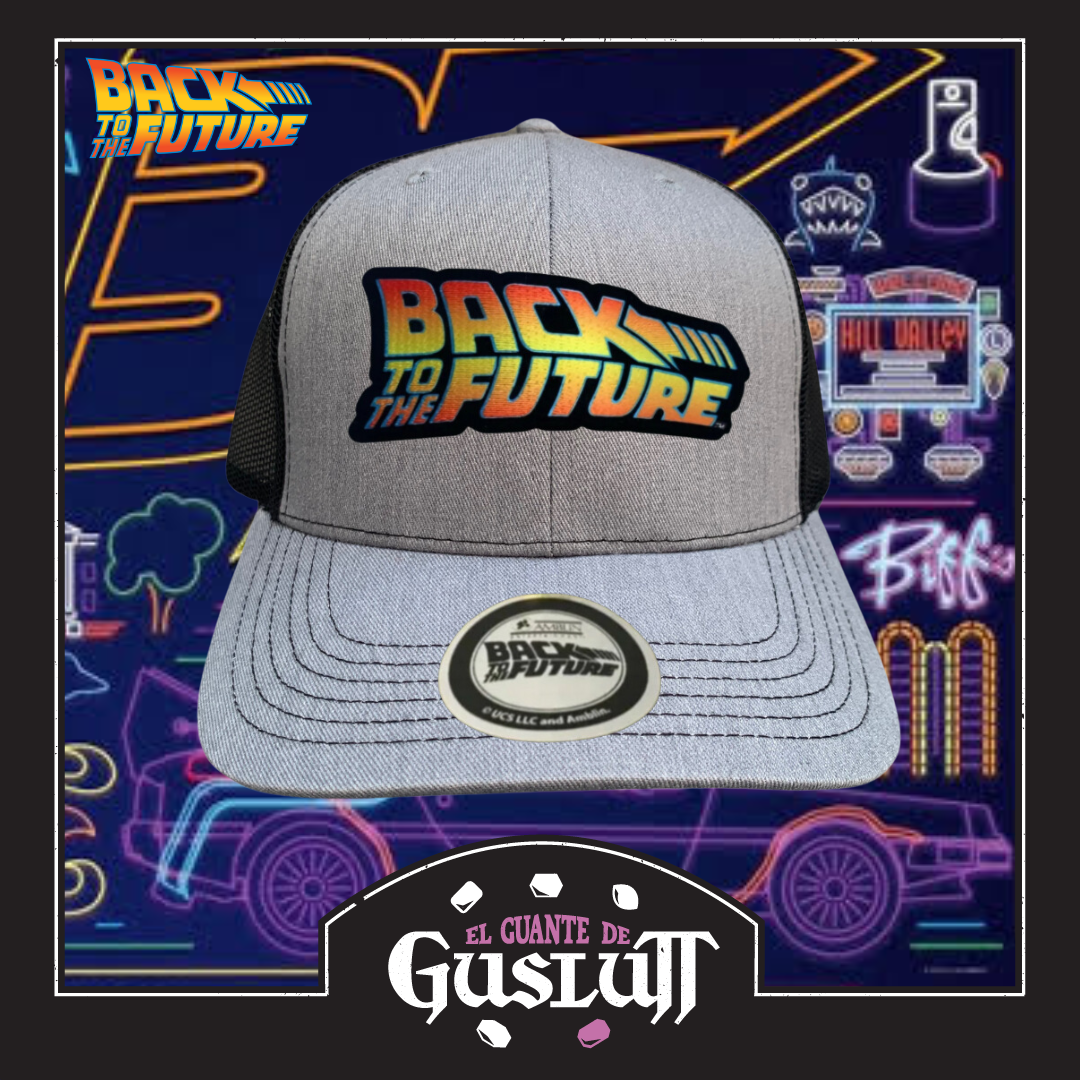 Gorra Back to the Future Logo Clásico Gris/Negra Tipo Trucker Premium