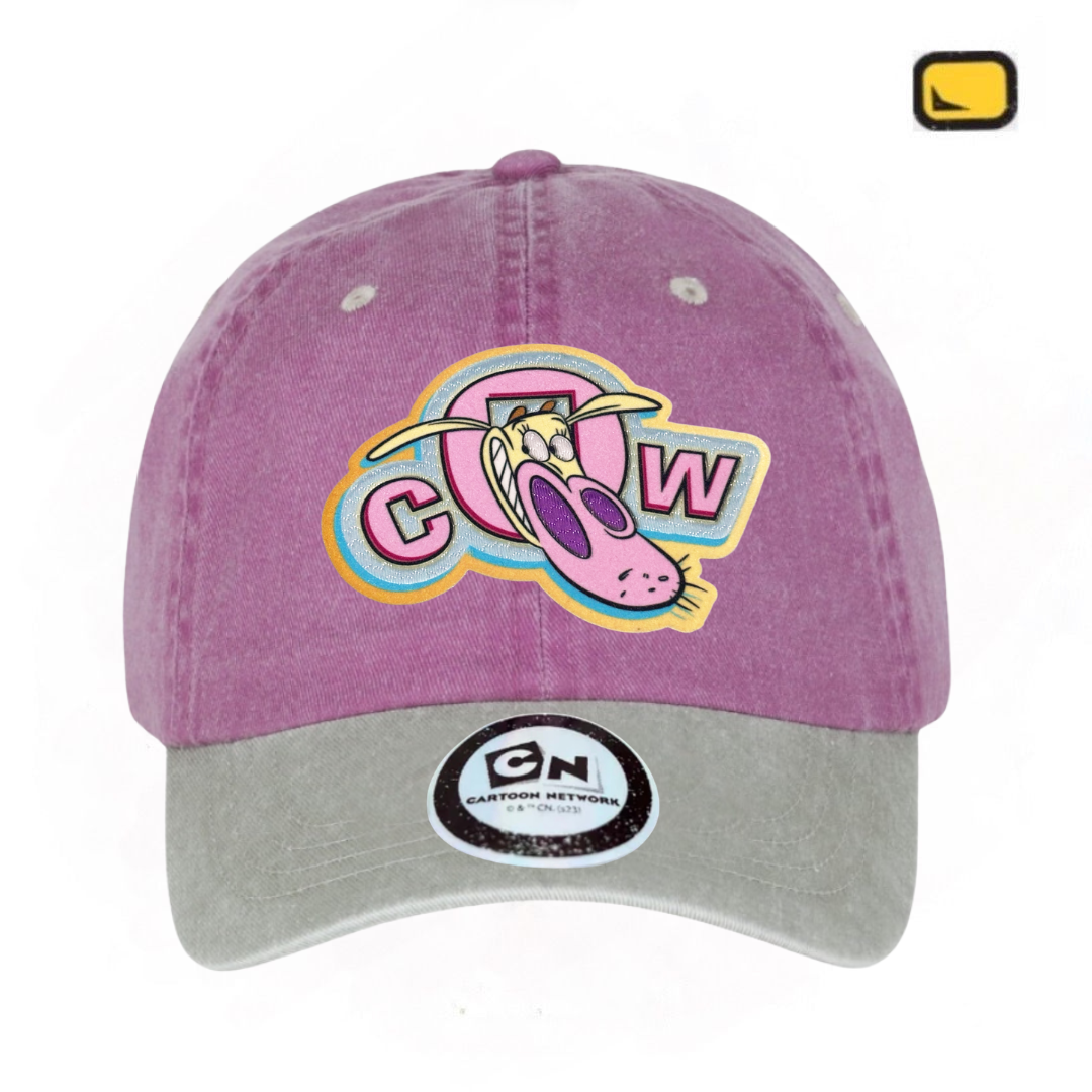 Gorra Cartoon Network La Vaca y el Pollito (Cow) Uva/Beige Tipo Deslavada