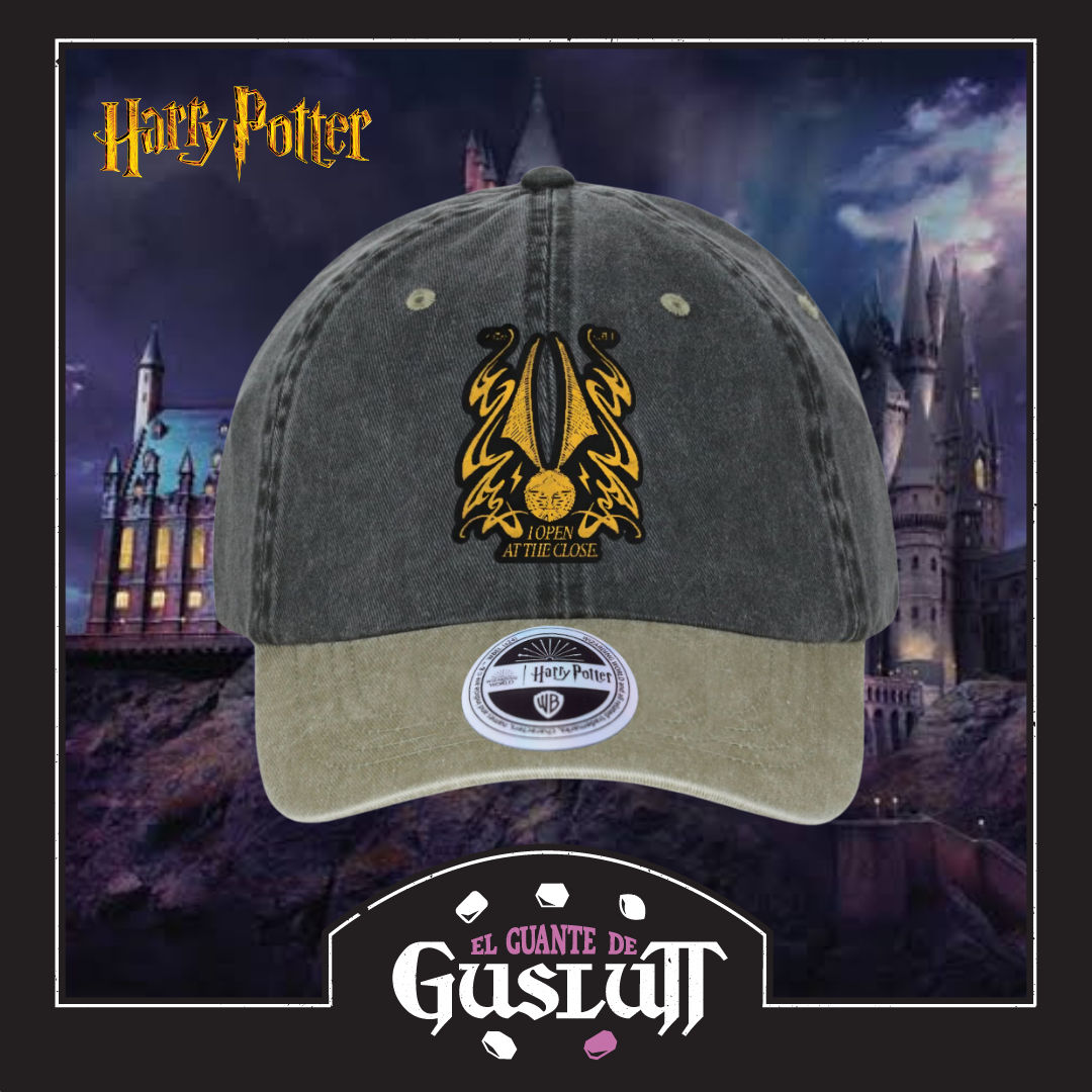 Gorra Harry Potter “I open at the close” Gris/Beige Tipo Deslavada