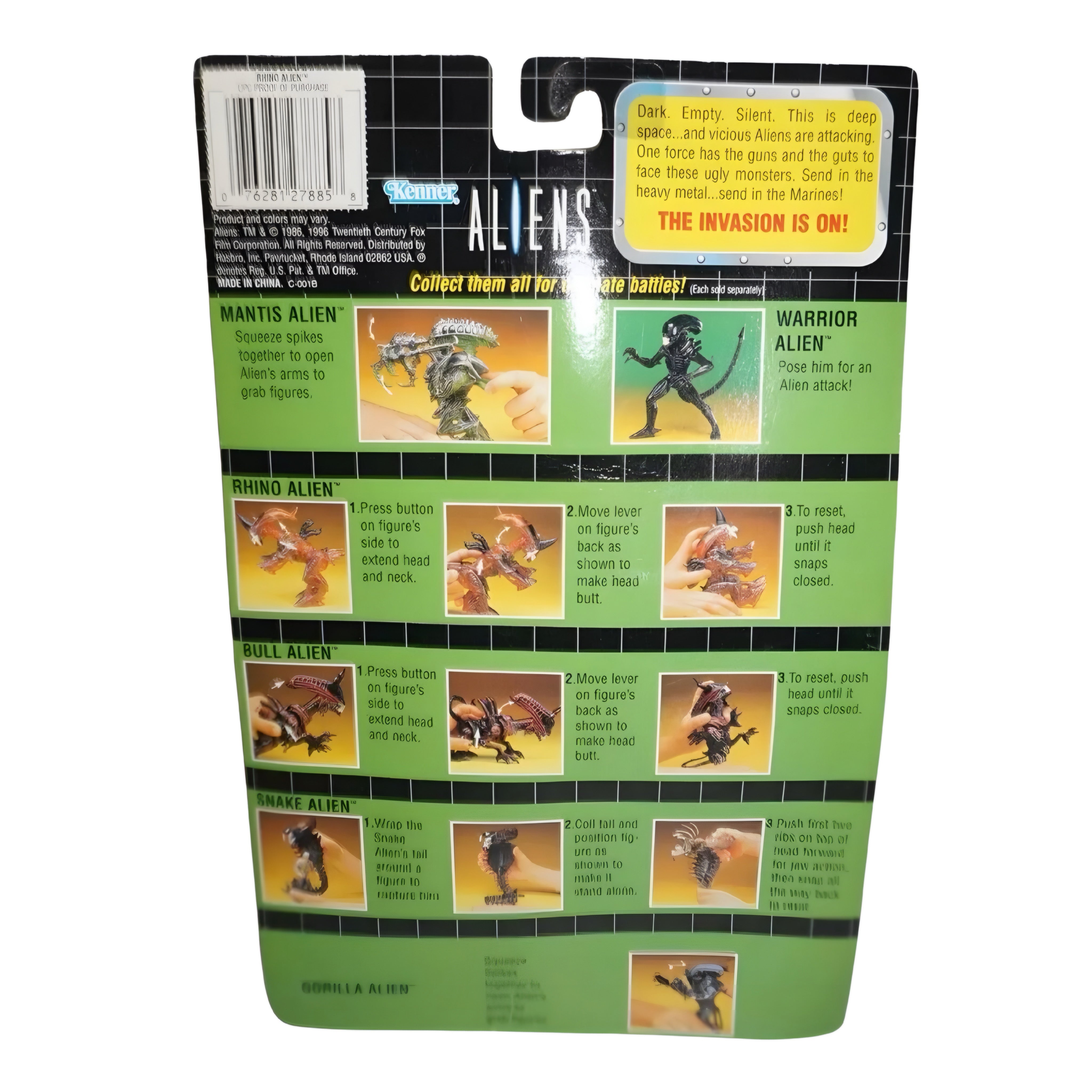 Figura Retro Kenner Rhino Alien Versión Gris con acción de ataque