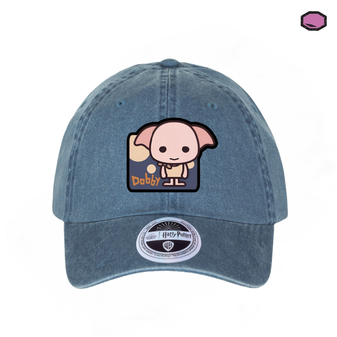 Gorra Harry Potter Chibi Dobby Azul Tipo Deslavada