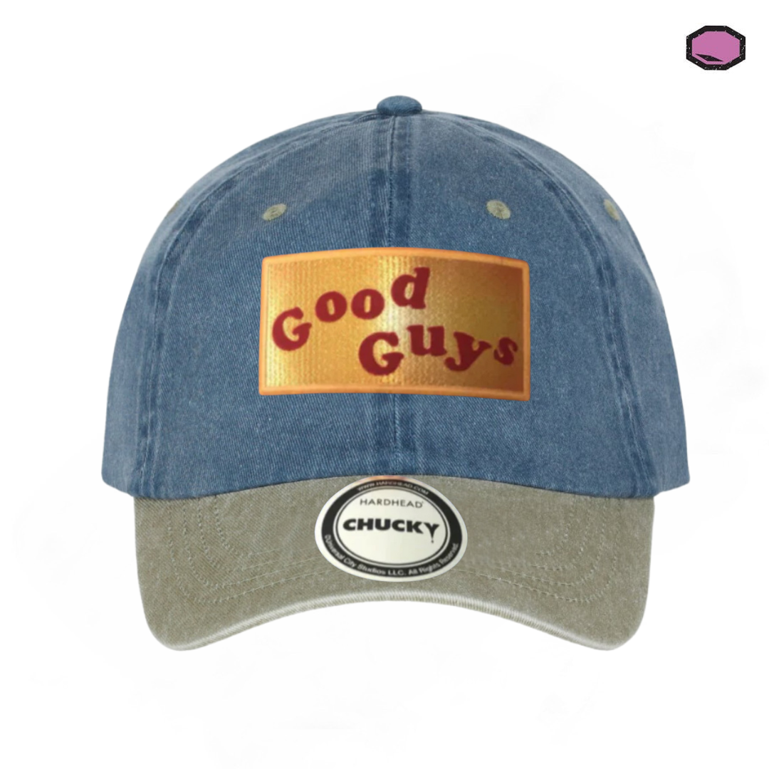 Gorra Chucky Good Guys Logo Azul/Beige Tipo Deslavada