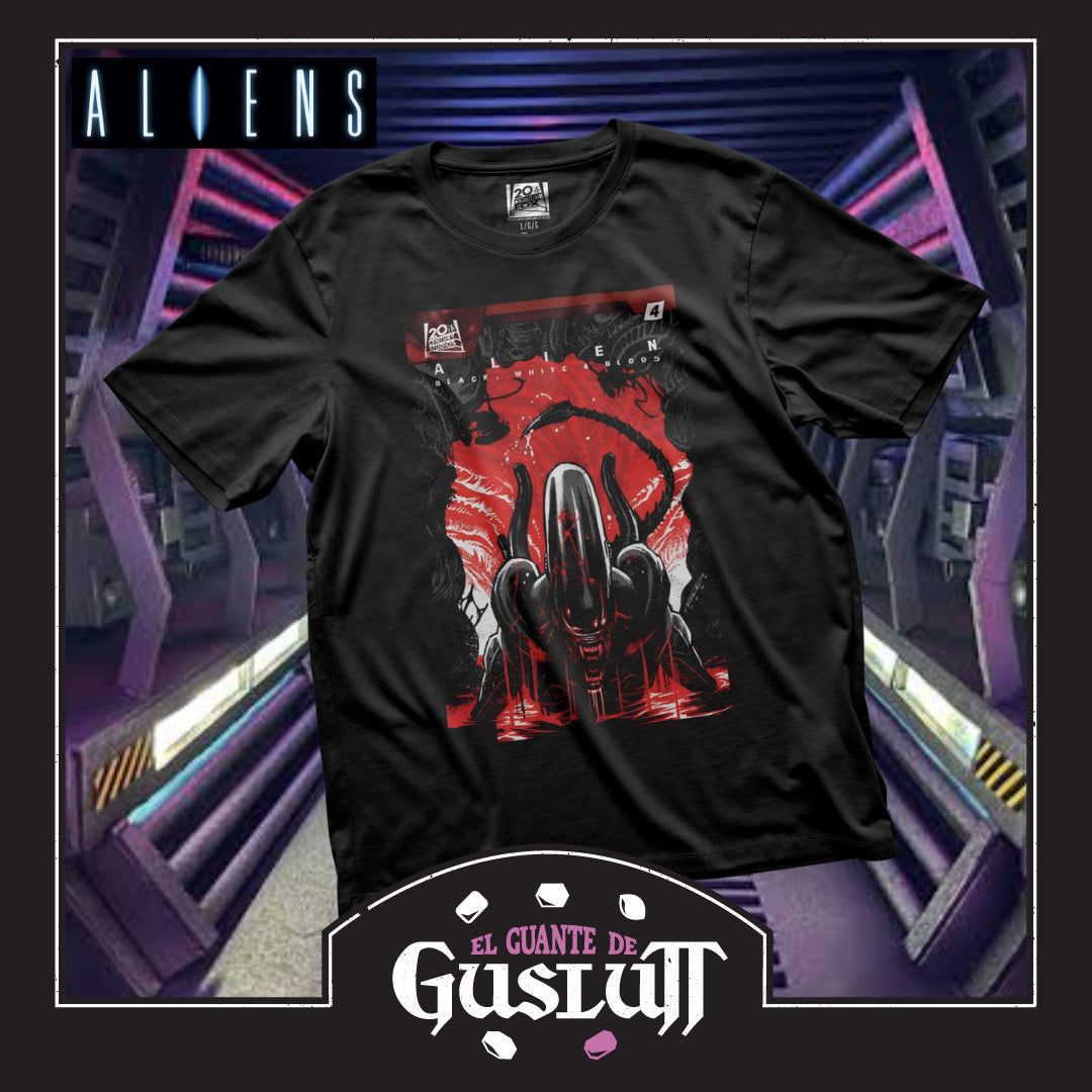 Playera Aliens Portada Cómic Alien: Black, White & Blood #4 Negra