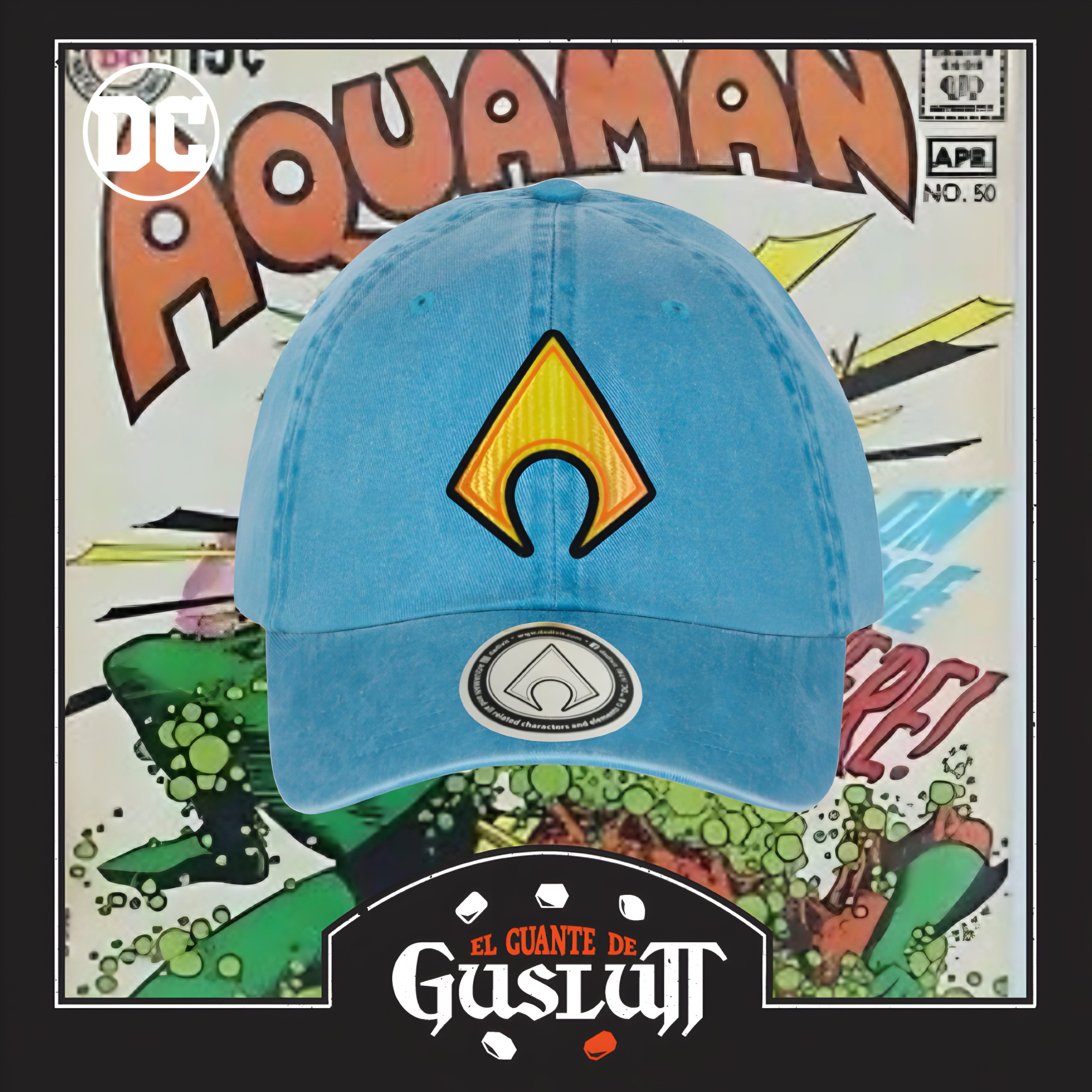 Gorra DC Comics Aquaman Logo Clásico Turquesa Tipo Deslavada