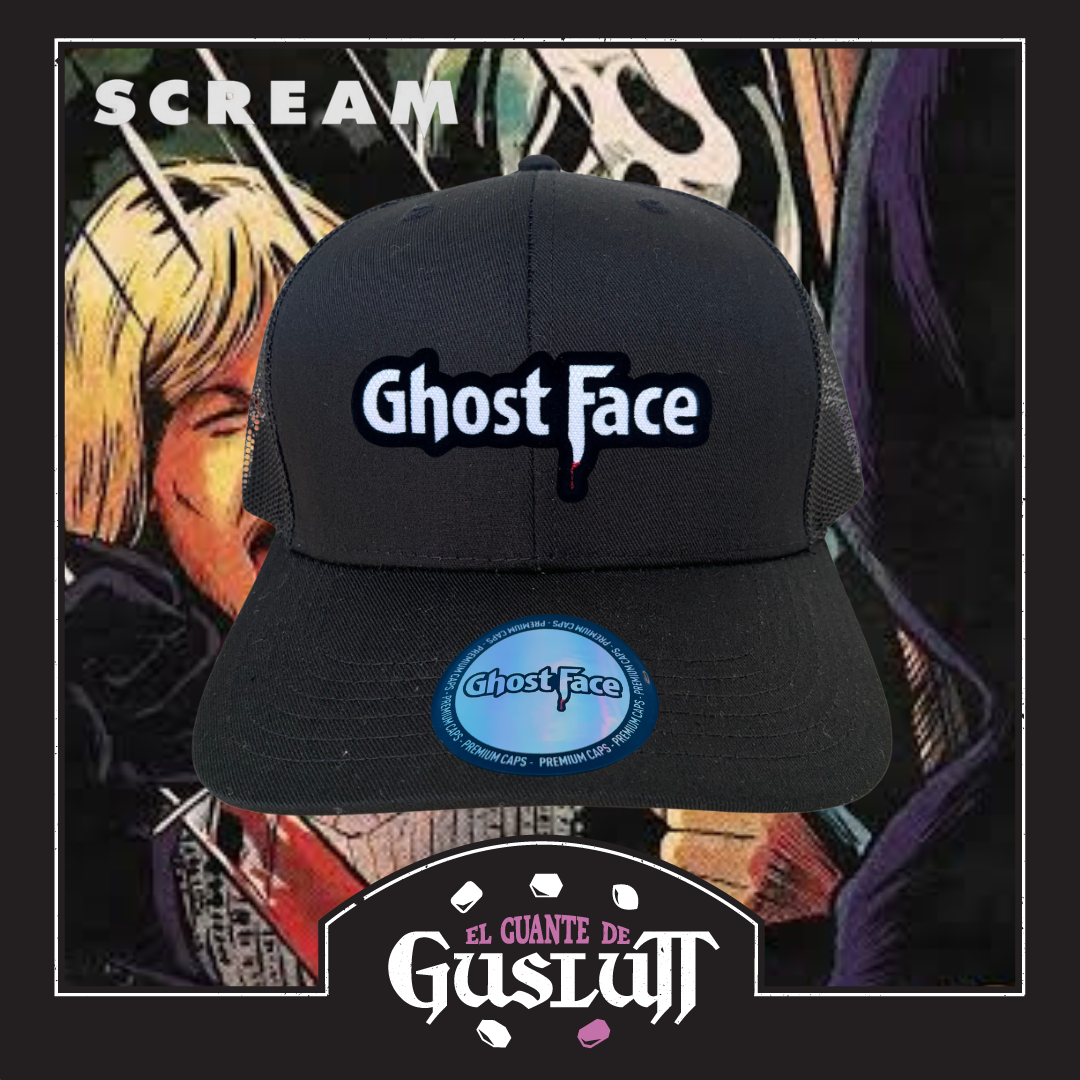 Gorra Scream Logo Ghostface Negra Tipo Trucker Premium