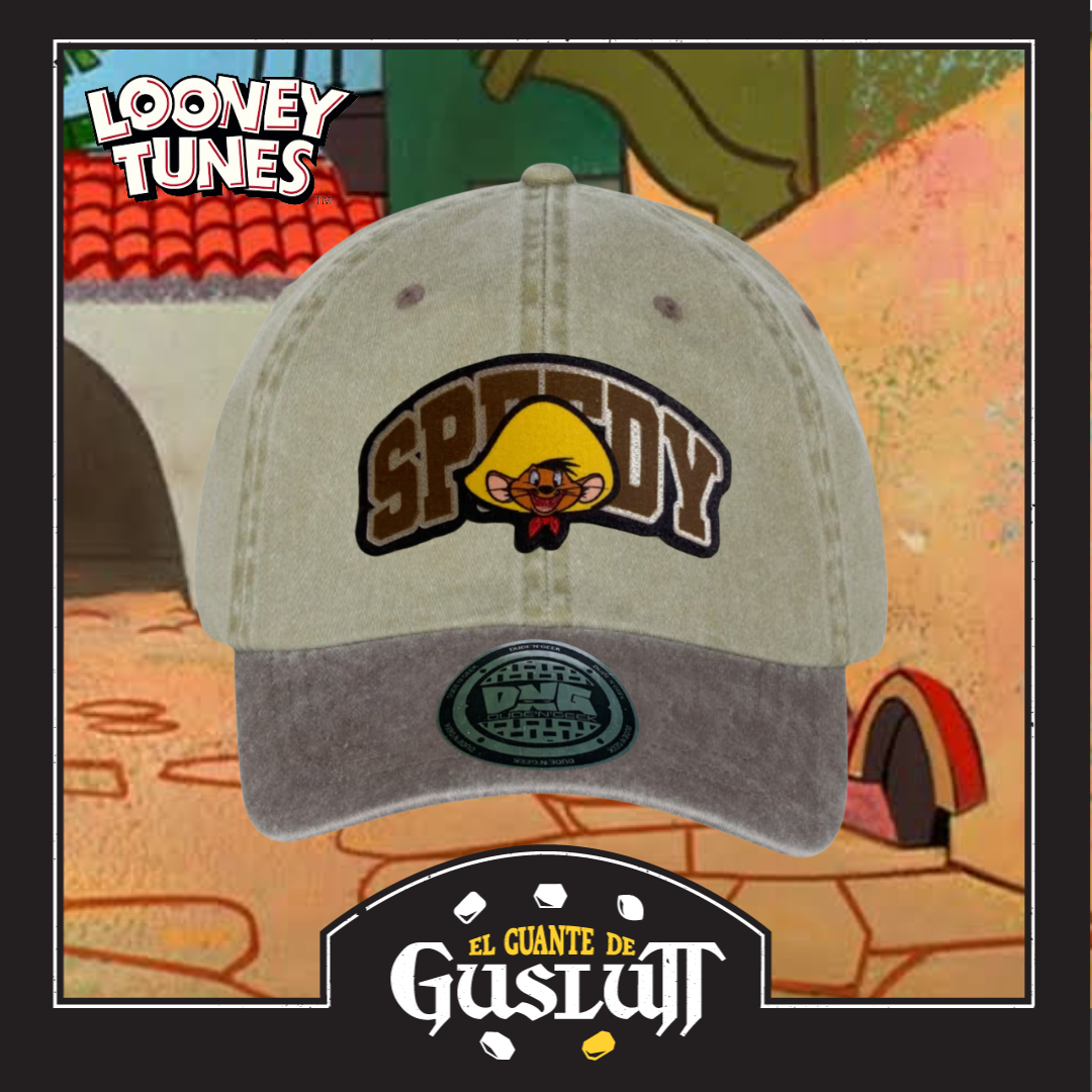 Gorra Looney Tunes Speedy Gonzales Beige/Café Tipo Deslavada
