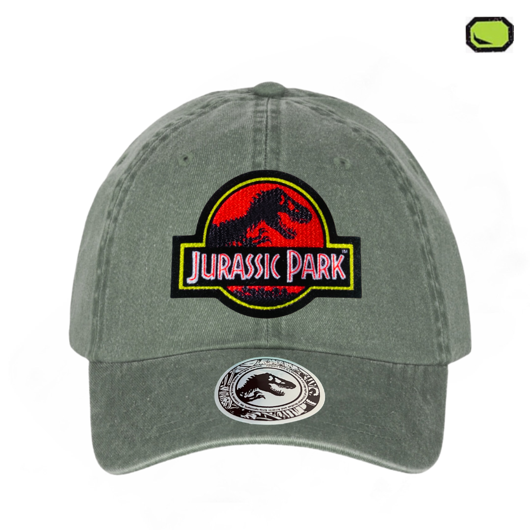 Gorra Jurassic Park Logo Clásico Rojo Tipo Deslavada