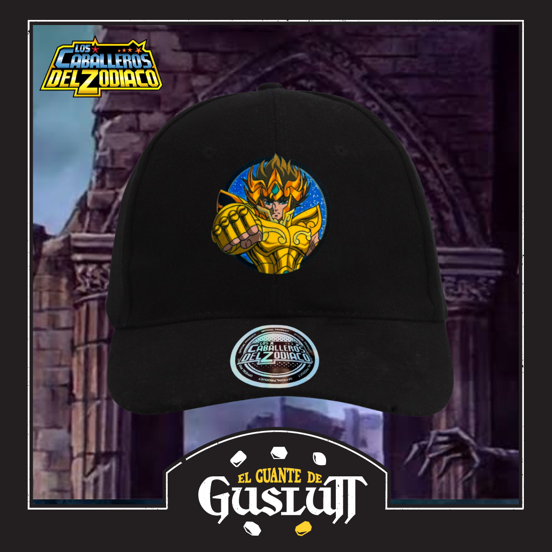Gorra Los Caballeros del Zodiaco Aioria de Leo Negra