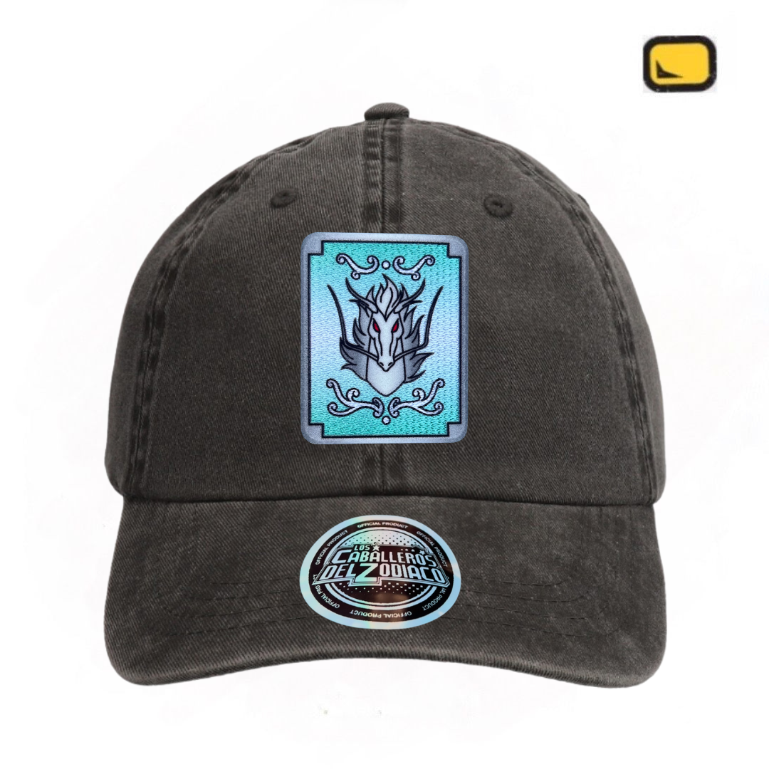 Gorra Los Caballeros del Zodiaco Caja de Pandora Dragón Shiryu Gris Tipo Deslavada
