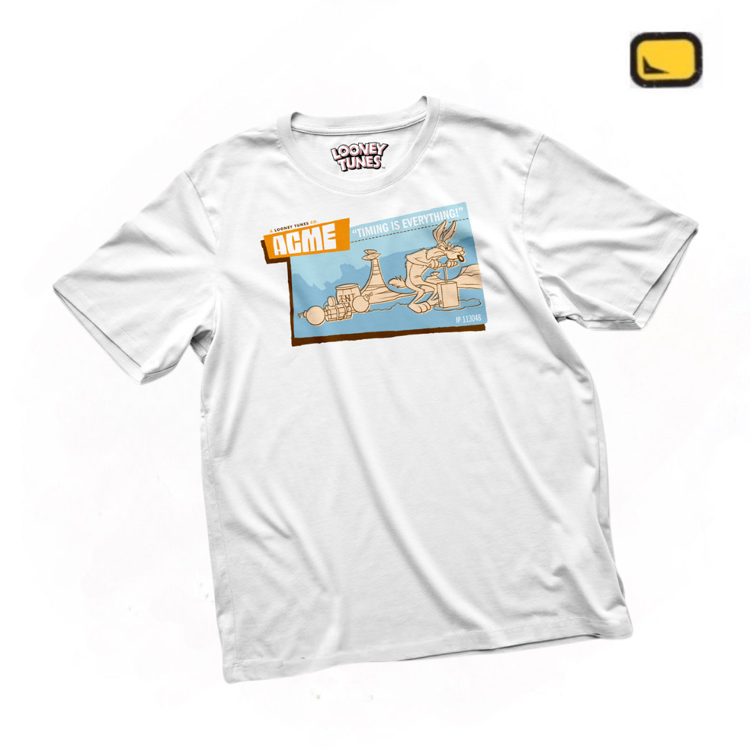Playera Looney Tunes “Wile E. Coyote Acme” Blanca