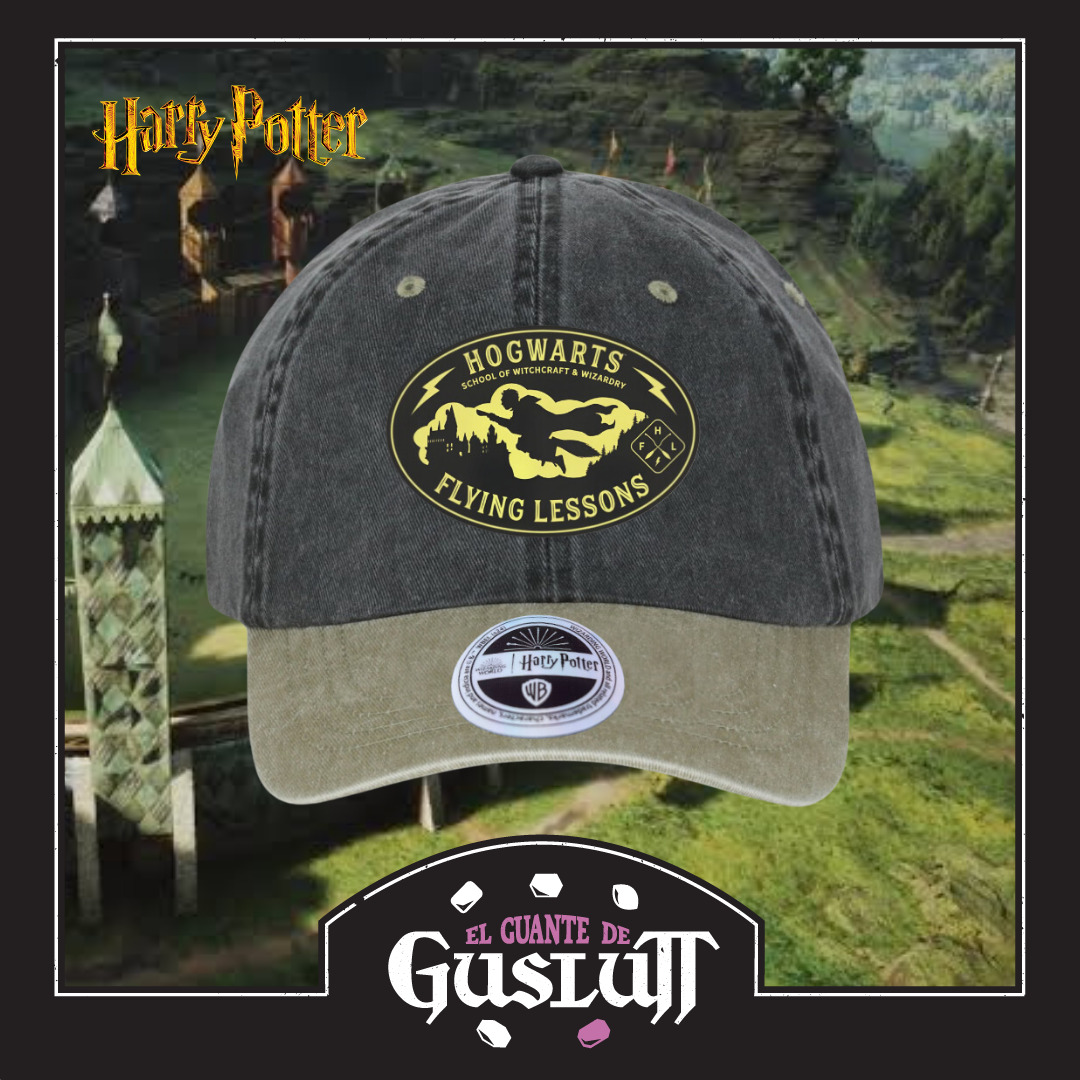 Gorra Harry Potter Hogwarts Flying Lessons Gris/Beige Tipo Deslavada